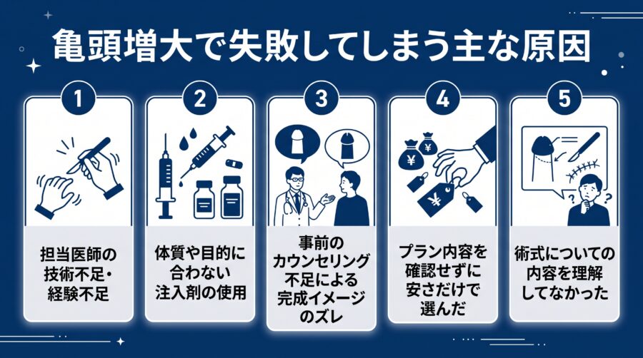 なぜ亀頭増大で失敗してしまうのか？5つの主な原因